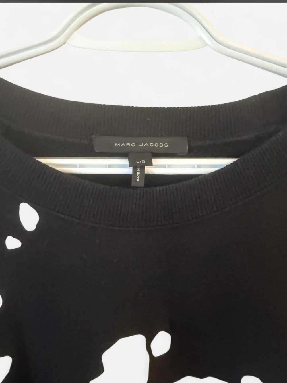Marc Jacobs Black Crewneck Sweater with White Splatter Print